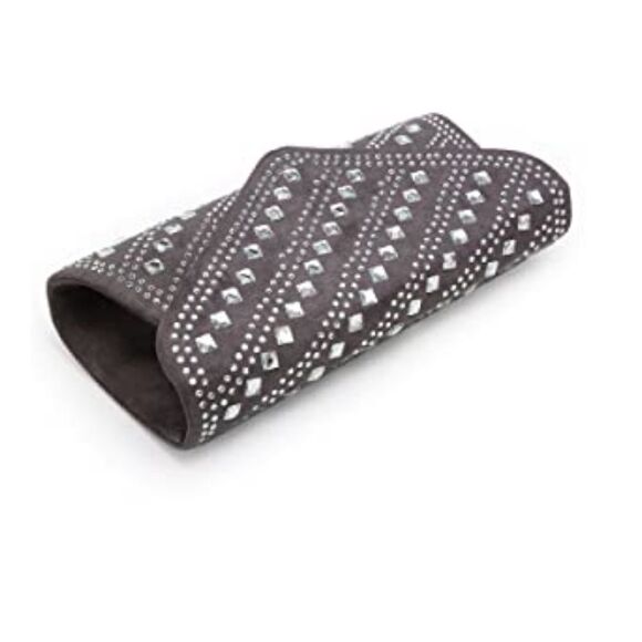 Gray Velvet Studded Clutch / Shoulder Bag - Picture 7 of 10